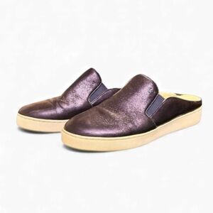 Vionic Splendid Dakota Slip On Mule Blue Metallic Leather VGC Size 7